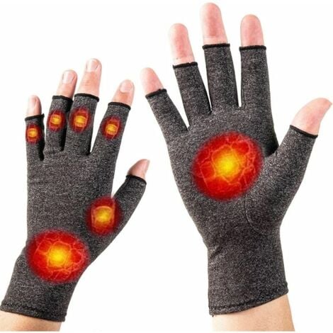 ENSOLEILLE Gants d'arthrite, 1 paire de gants de compression pour rhumatoïde et arthrose, gants sans doigts pour soulager les symptômes de la douleur articulaire arthritique, L