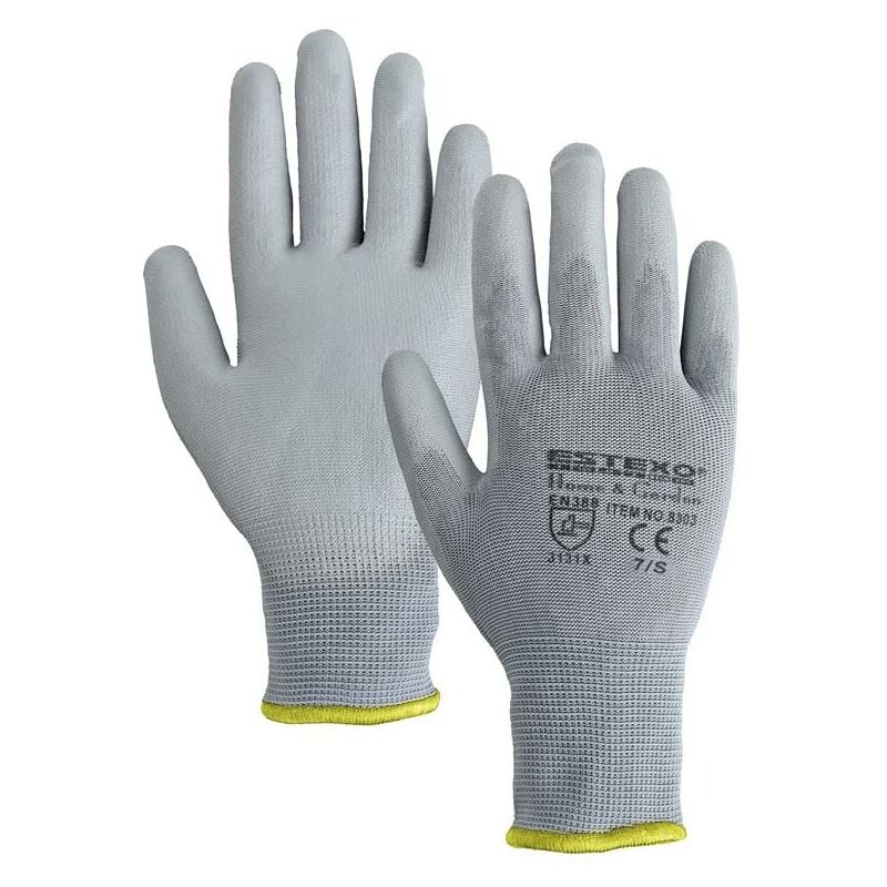 Gants d'assemblage gants de travail 24x nylon pu gris Gr 7 / s mécanicien jardin