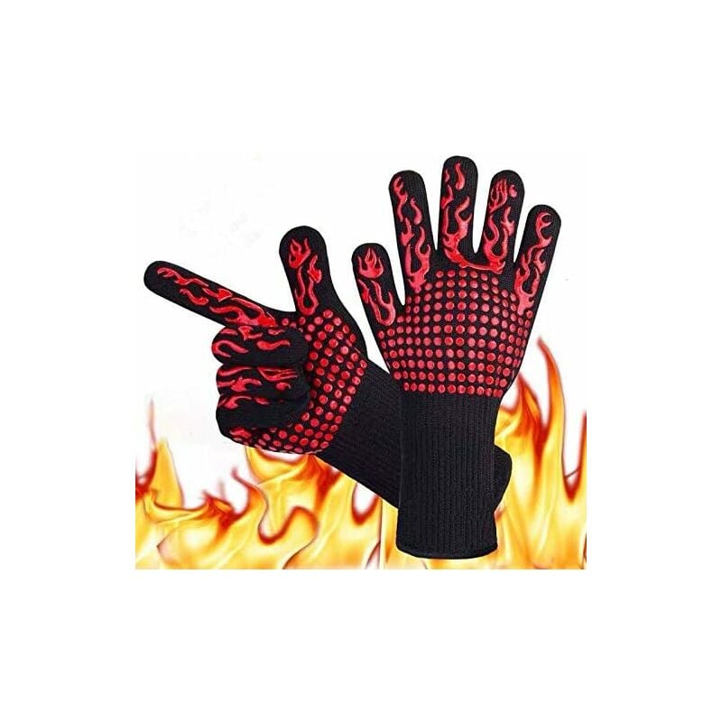 Gants de Barbecue 1 Paire,Gants de Four Anti-Chaleur Jusqu'à 800°C Universel Gants de Cuisine Résistant à la Chaleur et Antidérapants Gants Parfait