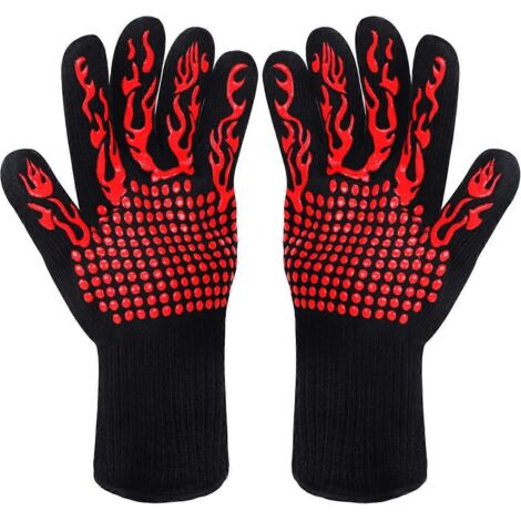 Gants de barbecue, gants de cuisine, gants de four en silicone antidérapants résistants à la chaleur jusqu'à 800 °C, gants de barbecue en silicone pour la cuisson, la pâtisserie et le soudage (rouge)