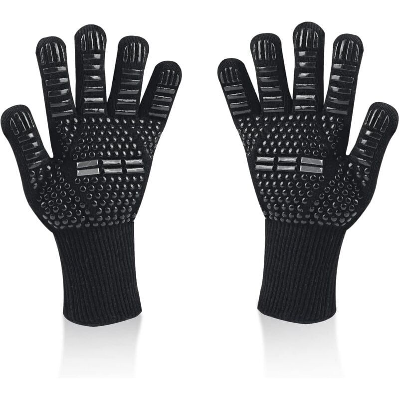 Gants de Barbecue, Universel Gants Four Anti Chaleur Jusqu'à 800°C, Antidérapants Silicone Ignifuge Gant Cuisine avec Protection de l'avant-Bras,