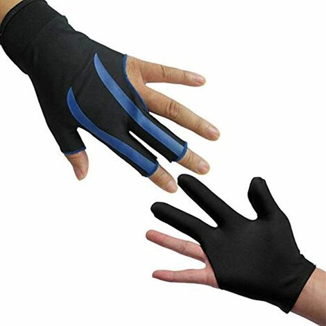 Gants de Billard à 3 Doigts pour la Main Gauche (Bleu, Taille Unique)——