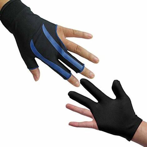 Gants de Billard à 3 Doigts pour la Main Gauche (Bleu, Taille Unique)——VEBTles