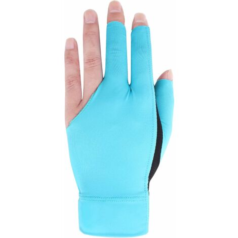 Gants de billard respirants à trois doigts Gants de billard respirants antidérapants (bleu)