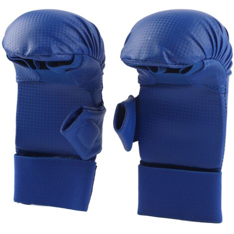 Gants de Boxe avec Protection Pouce pour Arts Martiaux et Entraînement - Bleu