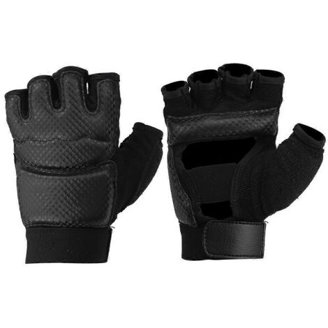 Gants de boxe demi-doigts noirs 2024A, protection des mains pour l'entraînement sportif et le taekwondo.