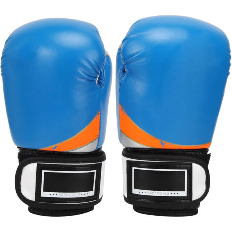Gants de boxe en cuir PU pour enfants, idéaux pour l'entraînement et le sparring léger - Bleu