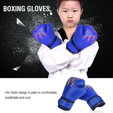 Gants de boxe enfant pour sac de frappe, kickboxing et grappling - Bleu