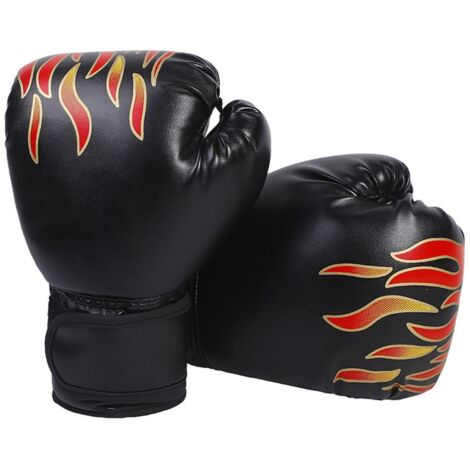 Gants de boxe enfants design flammes - Pour entraînement, sparring, Muay Thai, Taekwondo, MMA - Paire - Modèle jeunesse