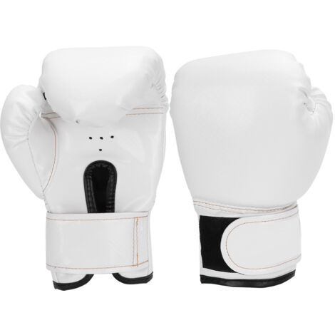 Gants de boxe enfants en cuir PU pour entraînement sac de frappe et sparring (Blanc)