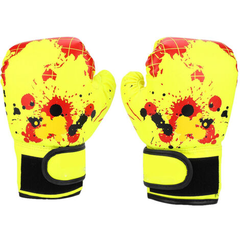 Gants de boxe enfants jaunes pour filles et garçons - Entraînement au combat