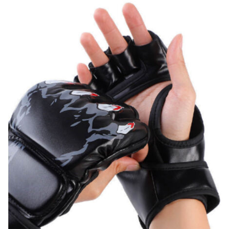 Gants de boxe mi-doigts en cuir synthétique, motif Griffe de Tigre, rembourrage latex pour entraînement MMA