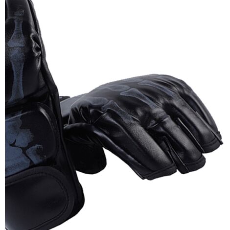 Gants de boxe mi-doigts Ghost Hand, réglables pour hommes et femmes - Noir