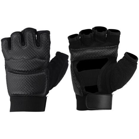 Gants de Boxe Mi-Doigts Noirs pour Taekwondo, Fitness et Kickboxing