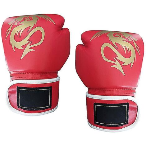 Gants de boxe pour enfants et adolescents, gants d'entraînement pour garçons et filles, adaptés au sac de frappe, au kickboxing et au muay thaï - Taille L - Rouge