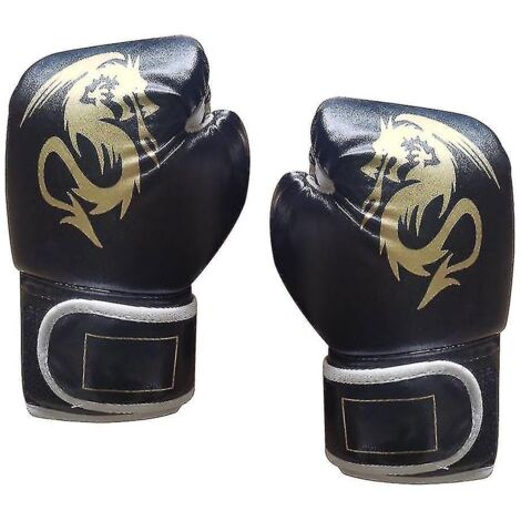 Gants de boxe pour enfants et adolescents, gants d'entraînement pour garçons et filles, adaptés au sac de frappe, au kickboxing et au muay thaï - Taille S - Noir