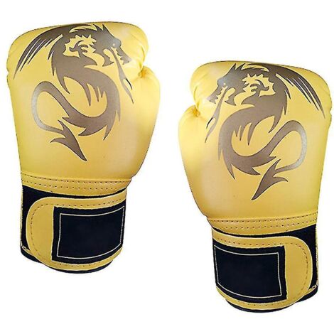 Gants de boxe pour enfants et adolescents, gants d'entraînement pour garçons et filles, pour sac de frappe, kickboxing, muay thaï - Jaune L