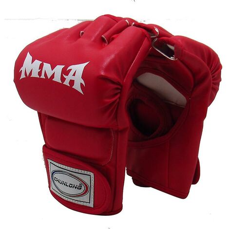 Gants de combat Mma demi-doigts gants de boxe combat Sanda adulte-rouge