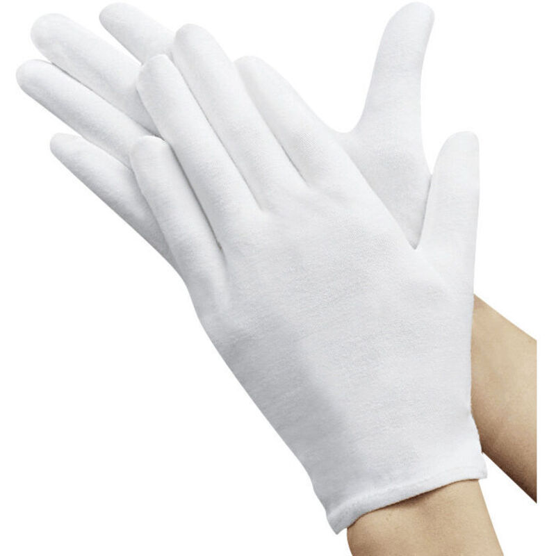 Gants de Coton Blanc ,Blanc Gants de Travail 12 Paires 9inch pour Bijoux Inspection Main Hydratant Mariage Atelier Ferme Jardin