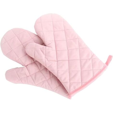 Gants de cuisine en coton épais, isolants et anti-brûlures, tapis de cuisson isolant, gants de cuisine anti-brûlures, indispensable en cuisine, 1 paire, rose