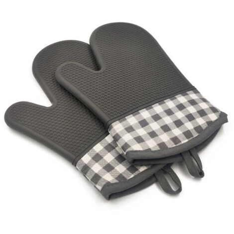 Gants de cuisine en silicone gris, résistants à la chaleur et antidérapants