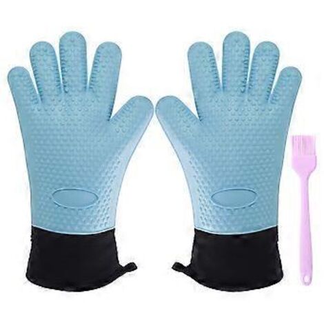 Gants de cuisine en silicone résistant à la chaleur, antidérapants, avec doigts, de qualité alimentaire, imperméables, à manches longues.