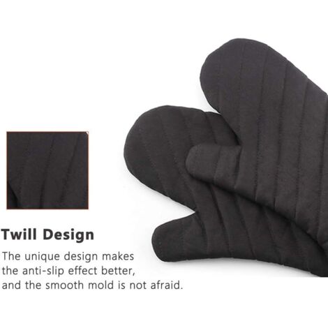 Gants de cuisine, gants de four, gants de four, gants isolants, gants verts et longs pour fours et grils, gants de cuisine, gants de cuisine, noirs, 1 paire