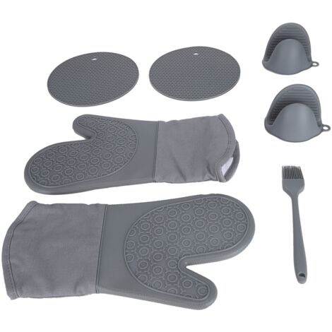Gants de cuisine isolants 7 pièces, protège-doigts et tapis anti-chaleur pour four et barbecue extérieur