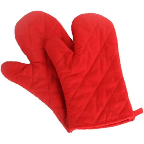 Gants de cuisine résistants à la chaleur, maniques épaisses et isolantes, gants de cuisson, coton, 1 paire, rouges