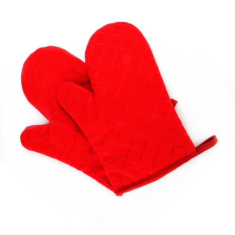 Gants de cuisine résistants à la chaleur, maniques épaisses et isolantes, gants de cuisson, coton, 1 paire, rouges