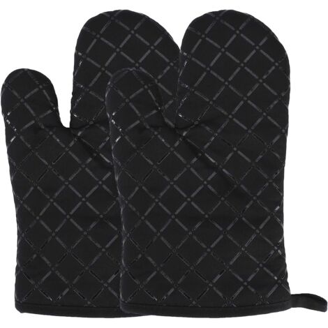 Gants de Four en Silicone Résistant à Chaleur Mitaines de Cuisine Gants de Antidérapants pour Cuisine, Pâtisserie, Micro-Ondes, Barbecue 1 Paire (Noir)