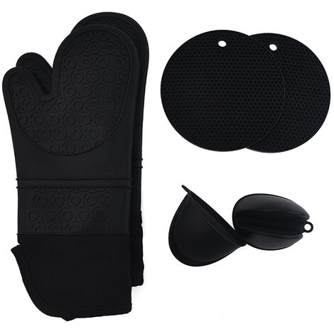Gants de Four et maniques, Gants de Cuisine, Gants de Cuisine Résistants à la Chaleur, Anti Chaleur Silicone Résistant à Chaleur et Antidérapant, Adaptés pour la Cuisson, Le Grillage, 1 Paire,