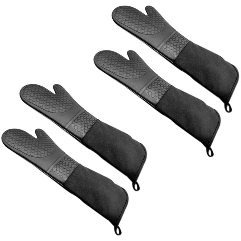 Gants de four Gants de four en silicone résistants à la chaleur Gants de four extra longs antidérapants 2 paires