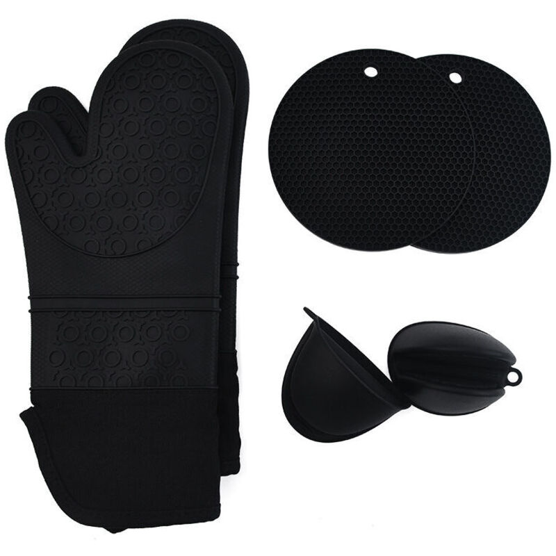 Gants de Four Gants de Four Lot de 6 Maniques, Gants de Cuisson Gants de Cuisine Silicone et Coton Four - Tigrezy