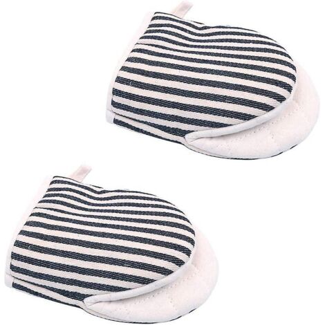 Gants de four miniatures (1 paire), gants de cuisine, gants pour micro-ondes, gants en coton et lin extrêmement résistants à la chaleur, gants antidérapants pour four, gants à bec de canard - Noirs