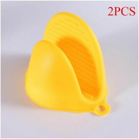 Gants de four multifonctions en silicone résistant à la chaleur Jaune 2 pcsProtéger