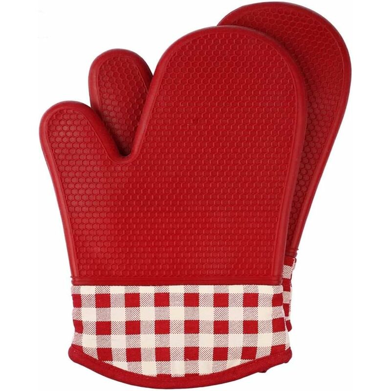 Gants de Four résistants à la Chaleur avec Doublure en Coton et Supports de Casserole en SiliCône pour Cuisine, Cuisine, Cuisson, Barbecue, Barbecue,
