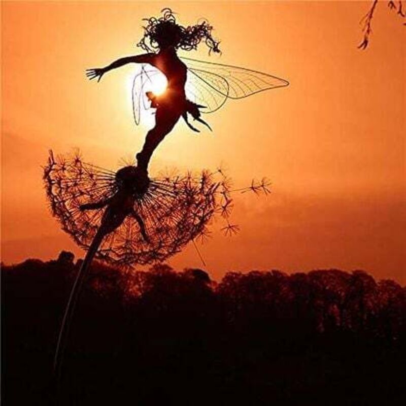 Fées Et Pissenlits Dansent Ensemble Fées Et Pissenlits Dansent Ensemble Piquets De Jardin Décor Jardin Art Ornements De Pelouse en Plein Air Fées