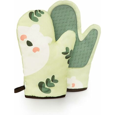 Gants de four Rdeghly, gants de cuisson gants en coton vert épais