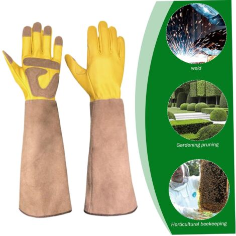 Gants de jardin 1 paire en cuir 18 pouces de jardinage long gants pour les hommes femmes épreuve du jardinage pour cactus, élagage des roses, apiculture, soudage longtemps