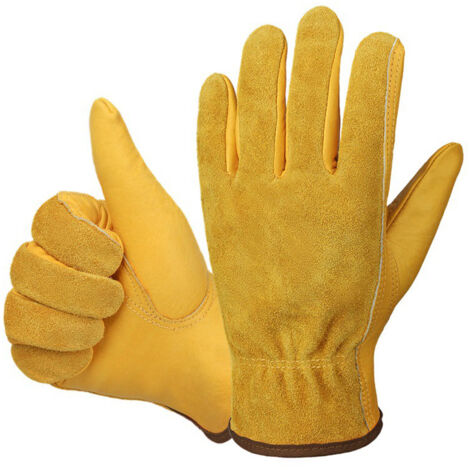 Gants de Jardin en Cuir Anticoupures et Antidérapants - Protection Renforcée pour Hommes et Femmes - Idéal Travaux Extérieurs, Bricolage, Soudure (Taille Moyenne)