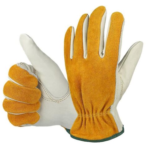 Gants de jardin en cuir de vachette résistants aux coupures pour hommes et femmes - Gants de travail et de jardinage en cuir Labor Insurance