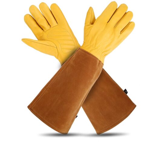 Gants de jardinage - 1Paris Large gants d'élagage de roses, gants de jardinage résistants aux épines et aux coupures, gants de jardinage en cuir pleine taille,L