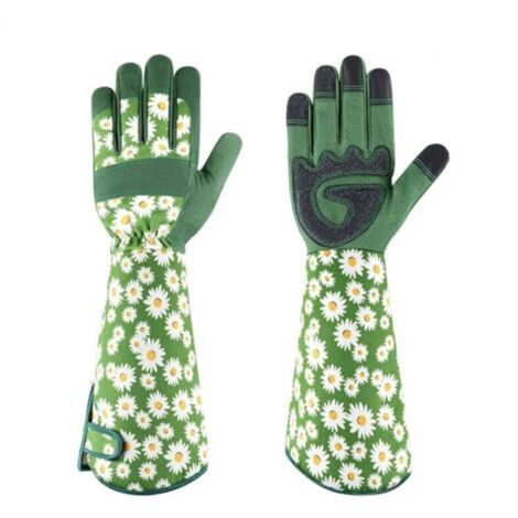 Gants de jardinage à manches longues pour la taille des rosiers pour hommes et femmes, gants de travail en cuir antidérapants pour le jardinage en extérieur, confortables et respirants (M)