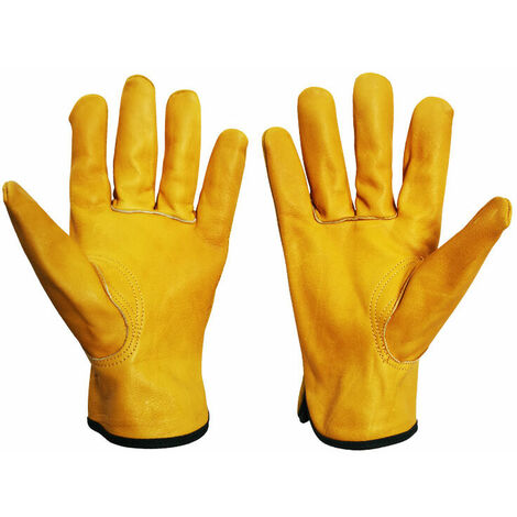 Gants de jardinage anti-épines pour hommes et femmes, gants de travail en cuir jaune, gants de jardinage complets, XL