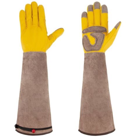 Gants de Jardinage avec Protection des Avant-bras pour Hommes/Femmes, Gants de Travail en Cuir de Vache Durables pour Jardinier et Fermier
