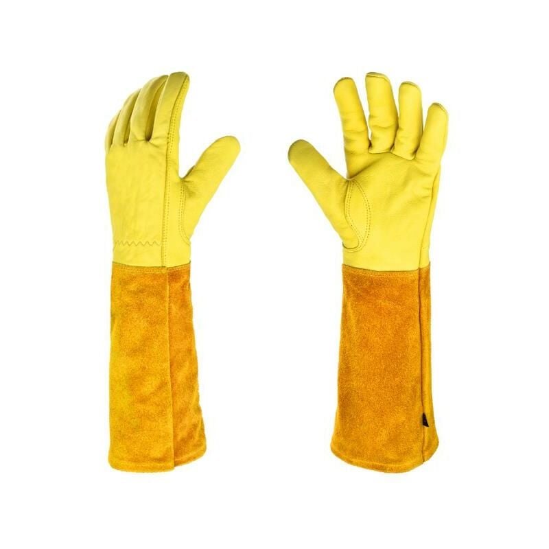 Gants de jardinage en cuir respirant pour hommes et femmes avec gants résistants aux épines, cuir de vachette à manches longues, adaptés aux