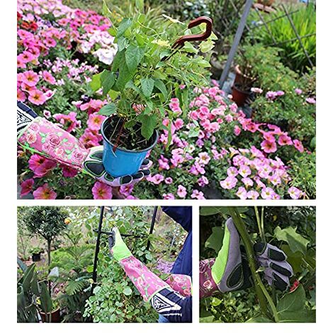 Gants de Jardinage Femme Rose Gants de Jardin Longs Résistants aux Épines et Ronces Gants de Protection Jardinier Confortable Respirant pour Travail, Jardin, Construction (Gants Longs, Style B)