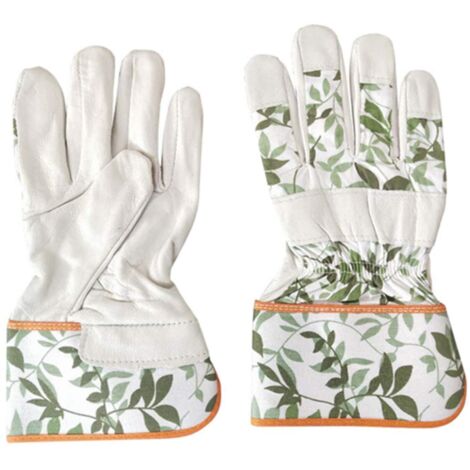 Gants de jardinage Gants de jardinage en cuir souple Gants de travail résistants aux épines et aux épines de roses Confortables et respirants pour le travail, le jardin, la construction (ga