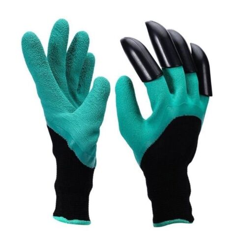 Gants de jardinage Garden Genie - Marque Garden Genie - Griffes en plastique ABS - Couleur verte